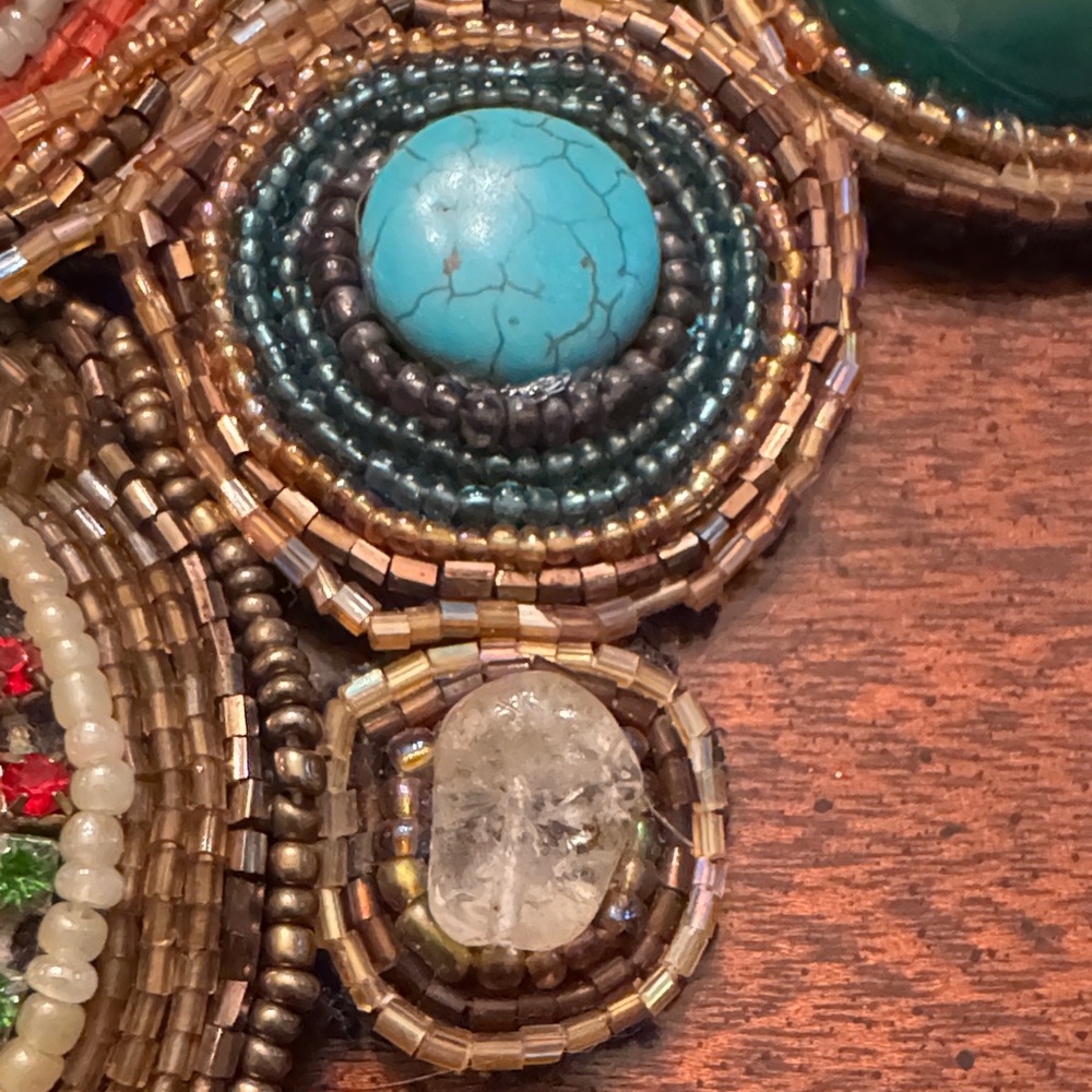 Bohemian Multicolor Beaded Bib Necklace by Natasha - Picture 11 of 13